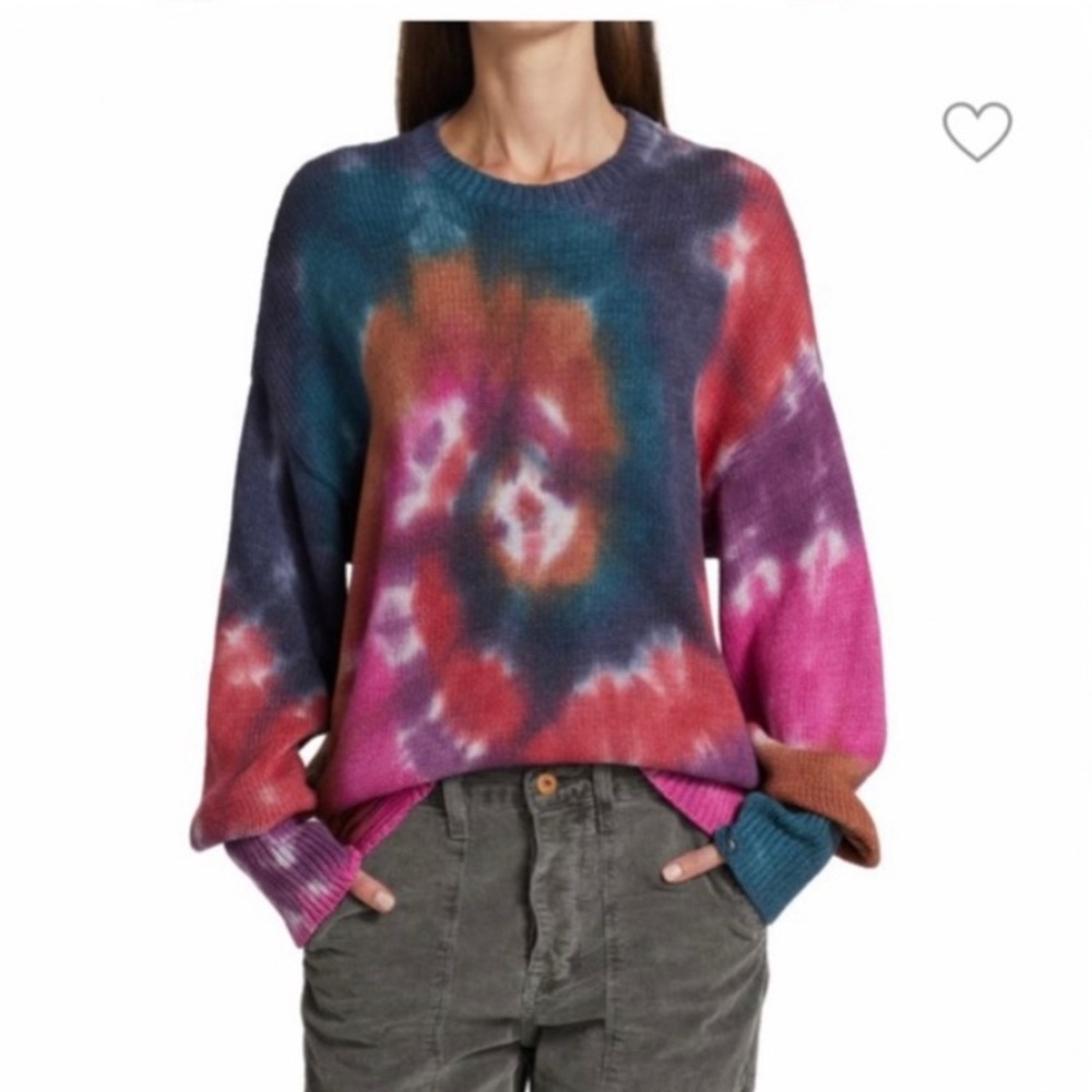 BEAUTIFUL NSF ANABELLE CREWNECK TIE DYE DISTRESSED OVERSIZED SWEATER MED $398!